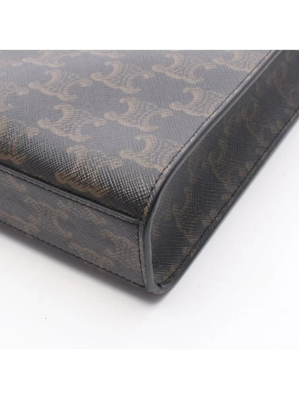 Celine Handbag Mini Vertical Cover Triomphe 2-Way Black Brown Canvas Leather